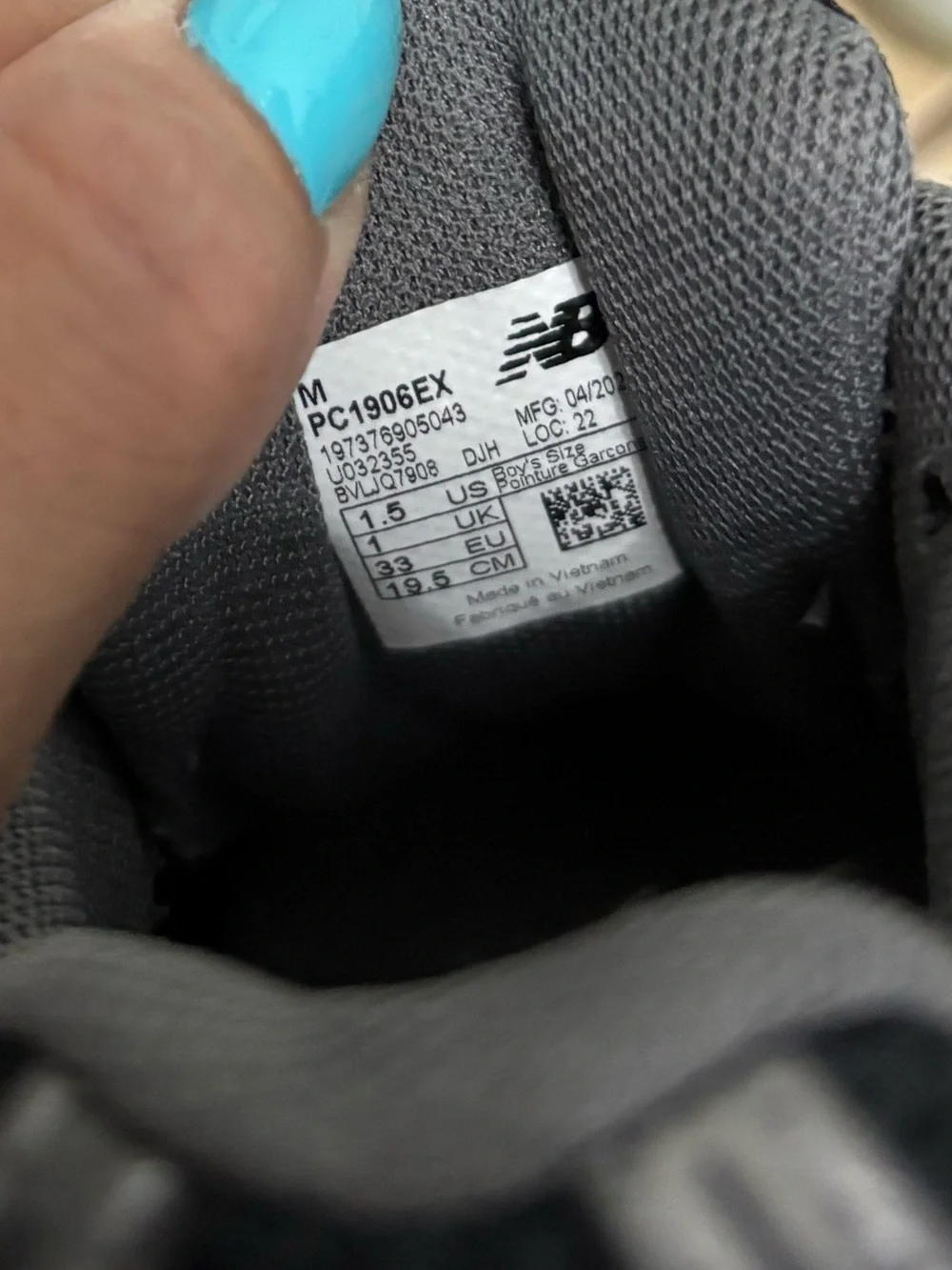 New Balance Kids' Dark Gray and Black Athletic Sneakers
